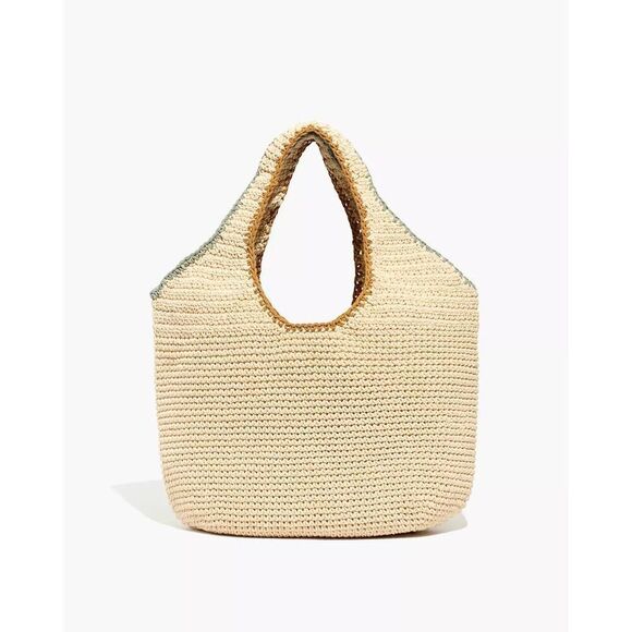 Madewell Handbags - Madewell Hand-Crocheted Ivory Sage Green Shopper Tote Bag - New With Tags